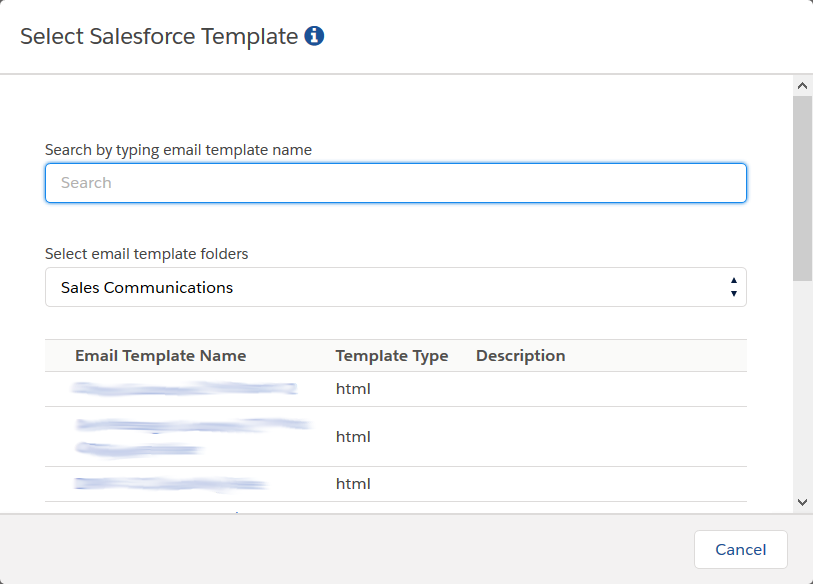 RSign Salesforce Template selection